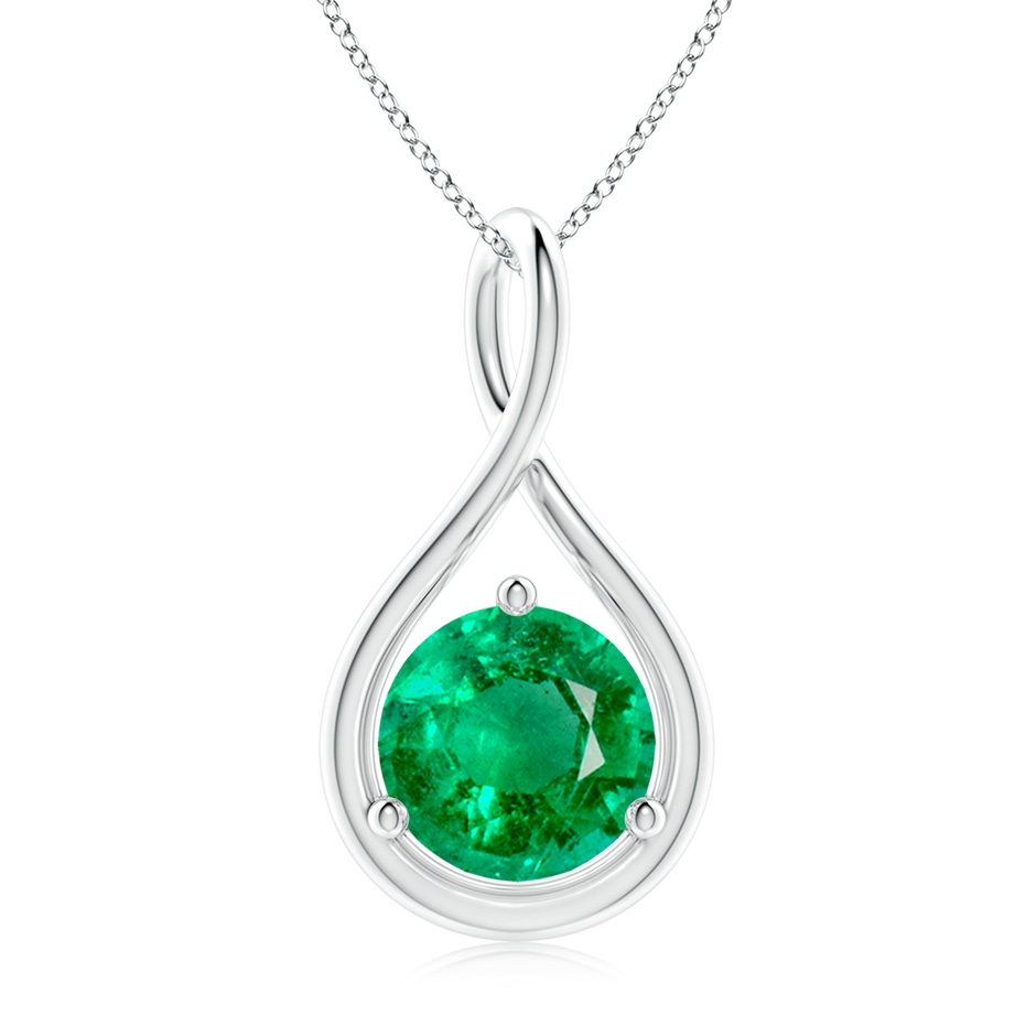 9mm AAA Solitaire Round Emerald Infinity Twist Pendant in P950 Platinum 