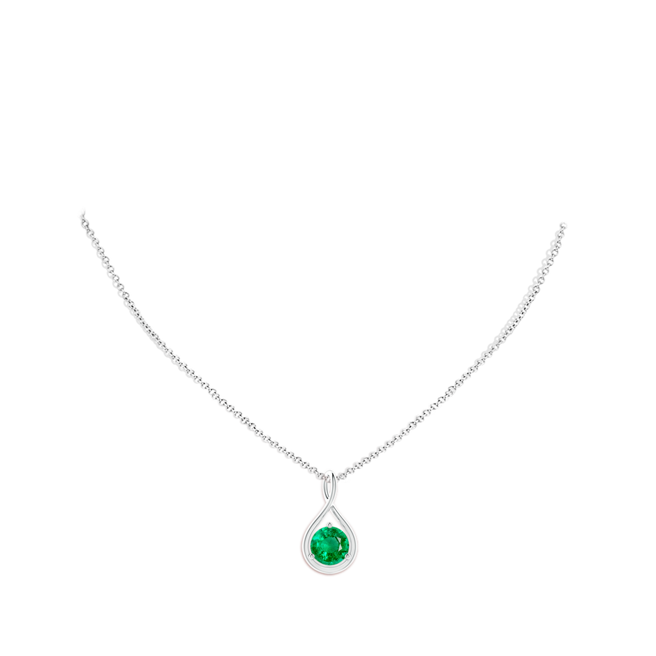 9mm AAA Solitaire Round Emerald Infinity Twist Pendant in P950 Platinum pen
