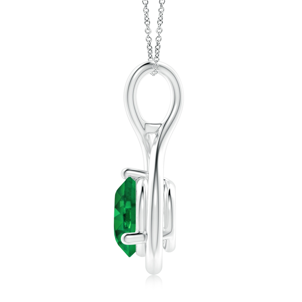 9mm AAA Solitaire Round Emerald Infinity Twist Pendant in White Gold - side 199