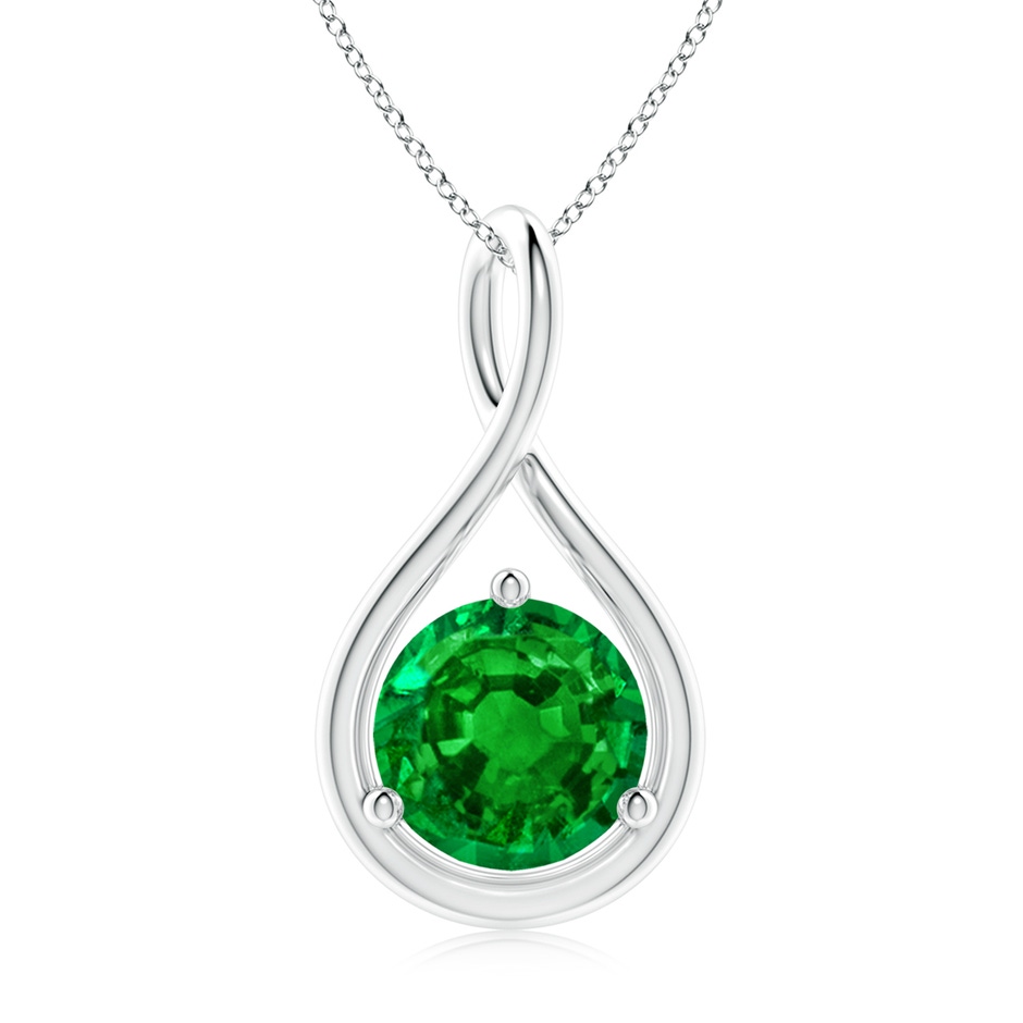 9mm AAAA Solitaire Round Emerald Infinity Twist Pendant in P950 Platinum 