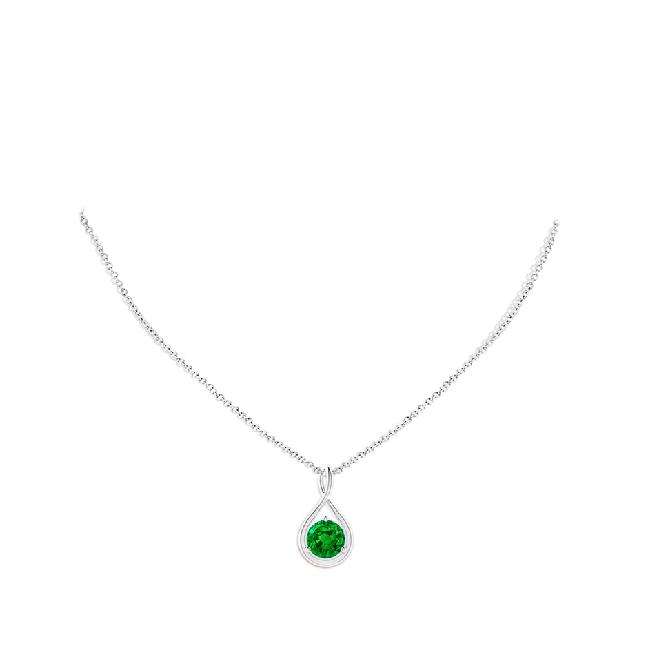 9mm AAAA Solitaire Round Emerald Infinity Twist Pendant in P950 Platinum pen