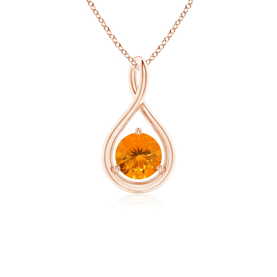 5mm AA Solitaire Round Fire Opal Infinity Twist Pendant in Rose Gold 
