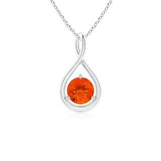 5mm AAA Solitaire Round Fire Opal Infinity Twist Pendant in White Gold