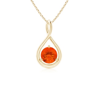 5mm AAA Solitaire Round Fire Opal Infinity Twist Pendant in Yellow Gold