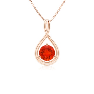 5mm AAAA Solitaire Round Fire Opal Infinity Twist Pendant in 9K Rose Gold