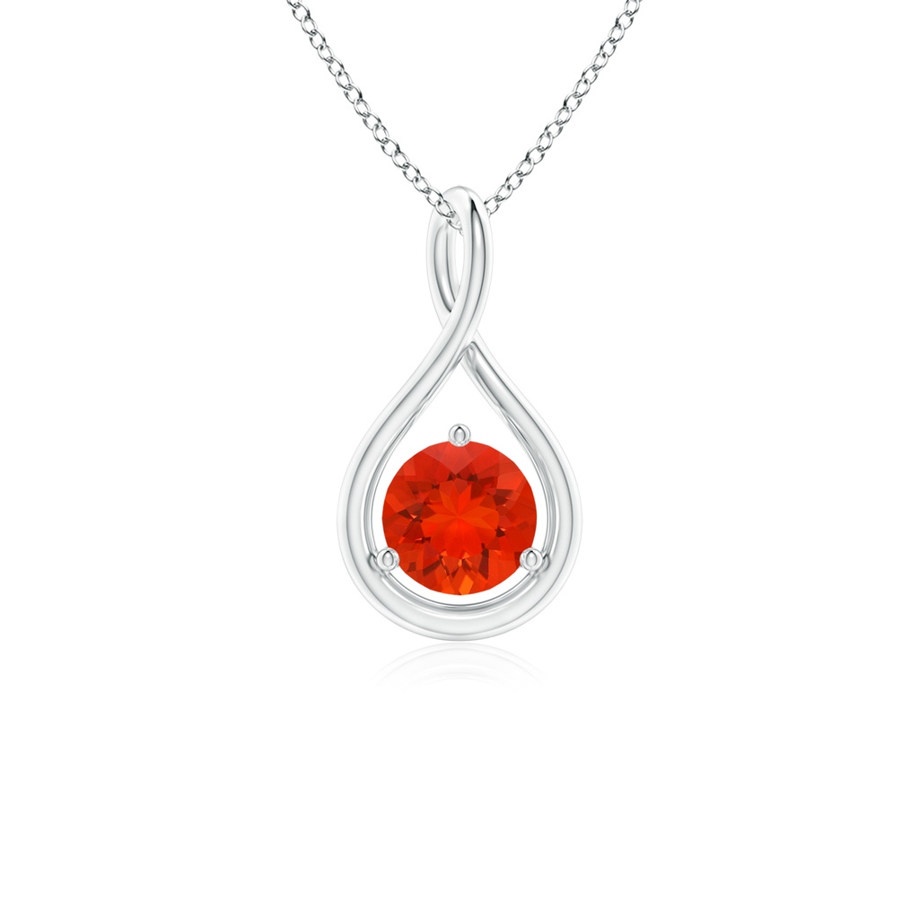 5mm AAAA Solitaire Round Fire Opal Infinity Twist Pendant in P950 Platinum