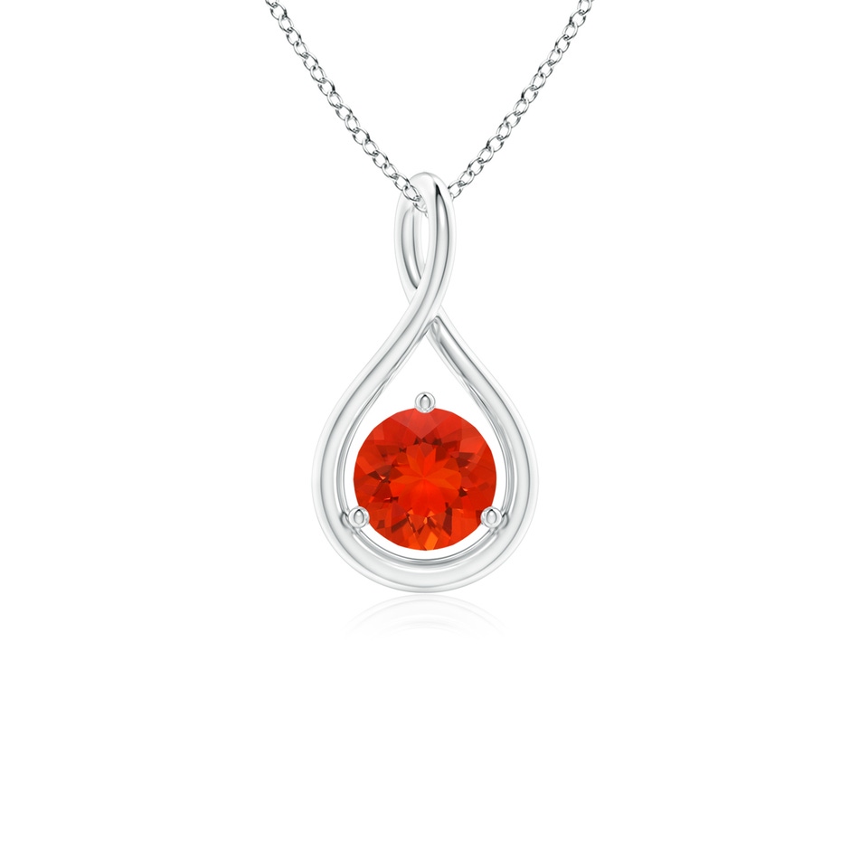 5mm AAAA Solitaire Round Fire Opal Infinity Twist Pendant in P950 Platinum 
