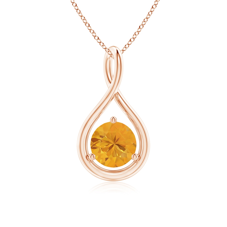 6mm A Solitaire Round Fire Opal Infinity Twist Pendant in Rose Gold 