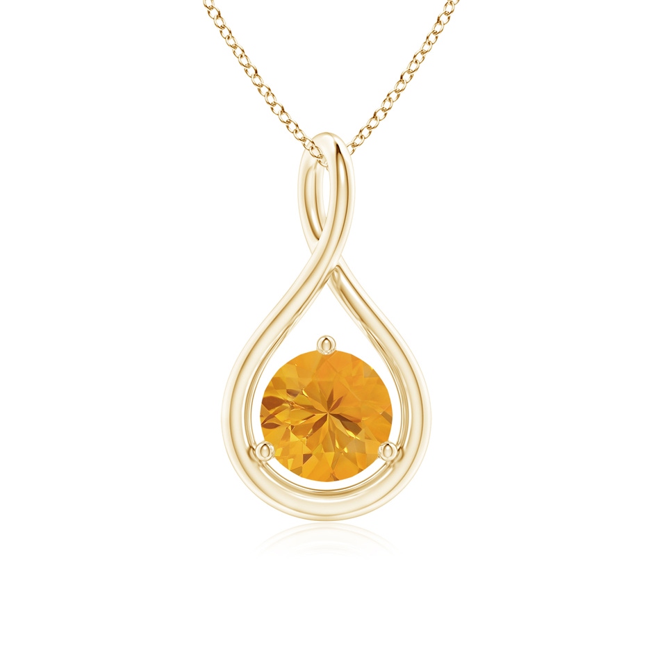 6mm A Solitaire Round Fire Opal Infinity Twist Pendant in Yellow Gold 
