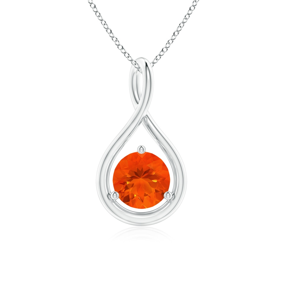 6mm AAA Solitaire Round Fire Opal Infinity Twist Pendant in P950 Platinum 