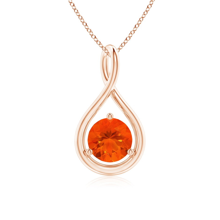 6mm AAA Solitaire Round Fire Opal Infinity Twist Pendant in Rose Gold 