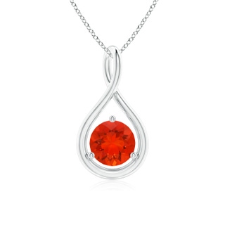 6mm AAAA Solitaire Round Fire Opal Infinity Twist Pendant in P950 Platinum