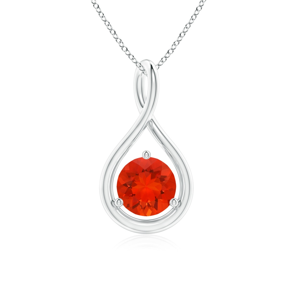 6mm AAAA Solitaire Round Fire Opal Infinity Twist Pendant in P950 Platinum 