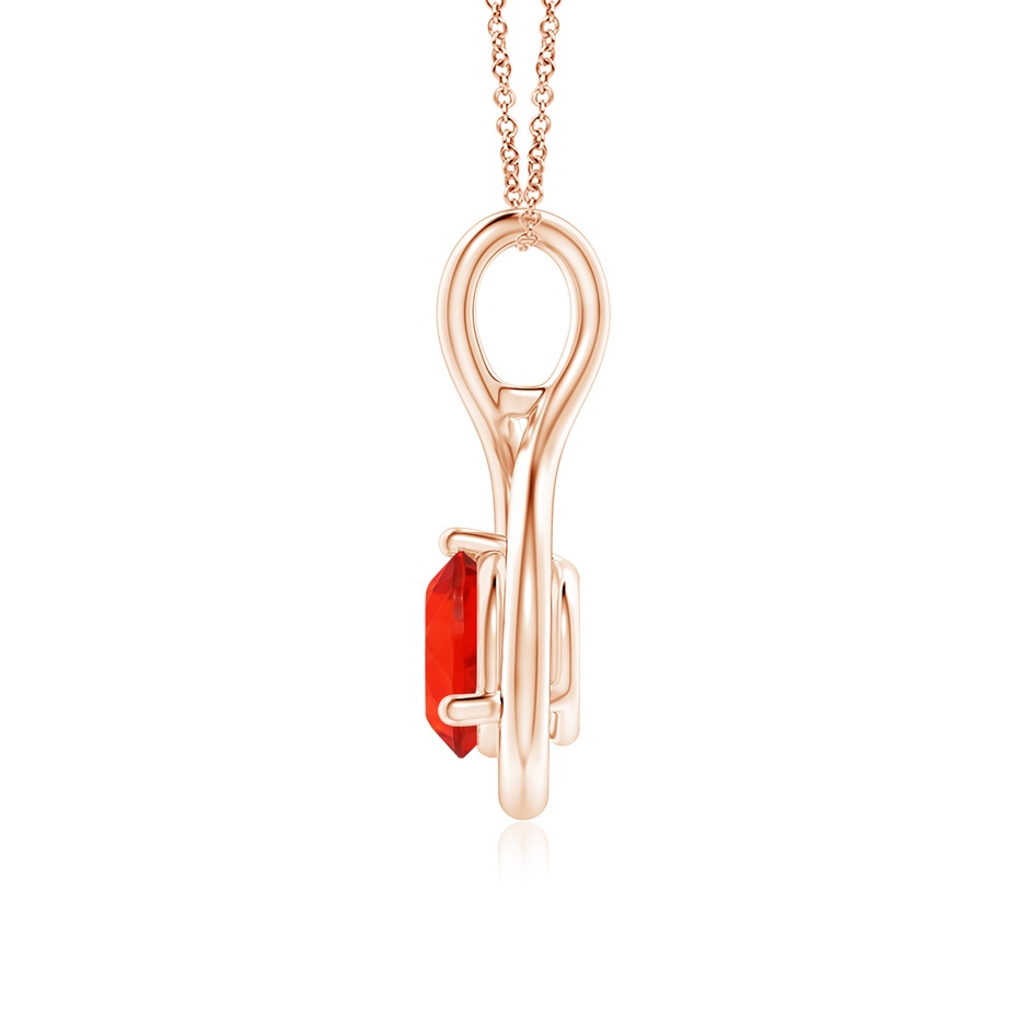 6mm AAAA Solitaire Round Fire Opal Infinity Twist Pendant in Rose Gold side 1