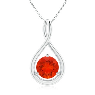 7mm AAAA Solitaire Round Fire Opal Infinity Twist Pendant in P950 Platinum