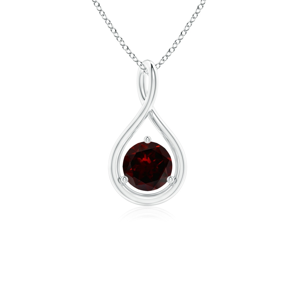 5mm A Solitaire Round Garnet Infinity Twist Pendant in P950 Platinum 