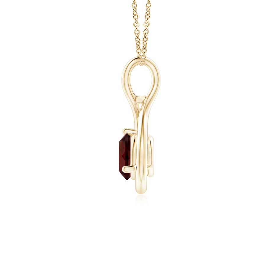 5mm AA Solitaire Round Garnet Infinity Twist Pendant in Yellow Gold side 1
