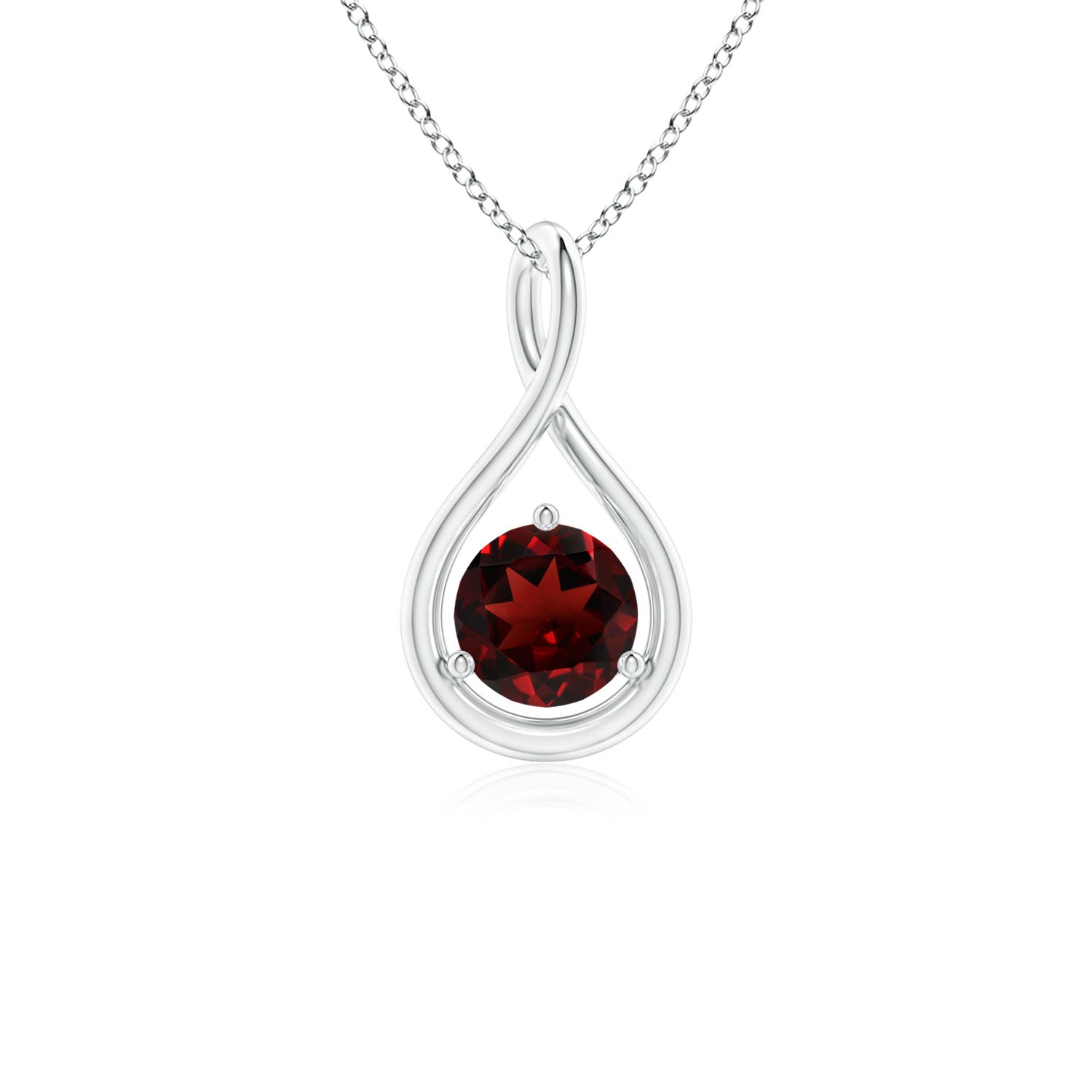 5mm AAA Solitaire Round Garnet Infinity Twist Pendant in P950 Platinum