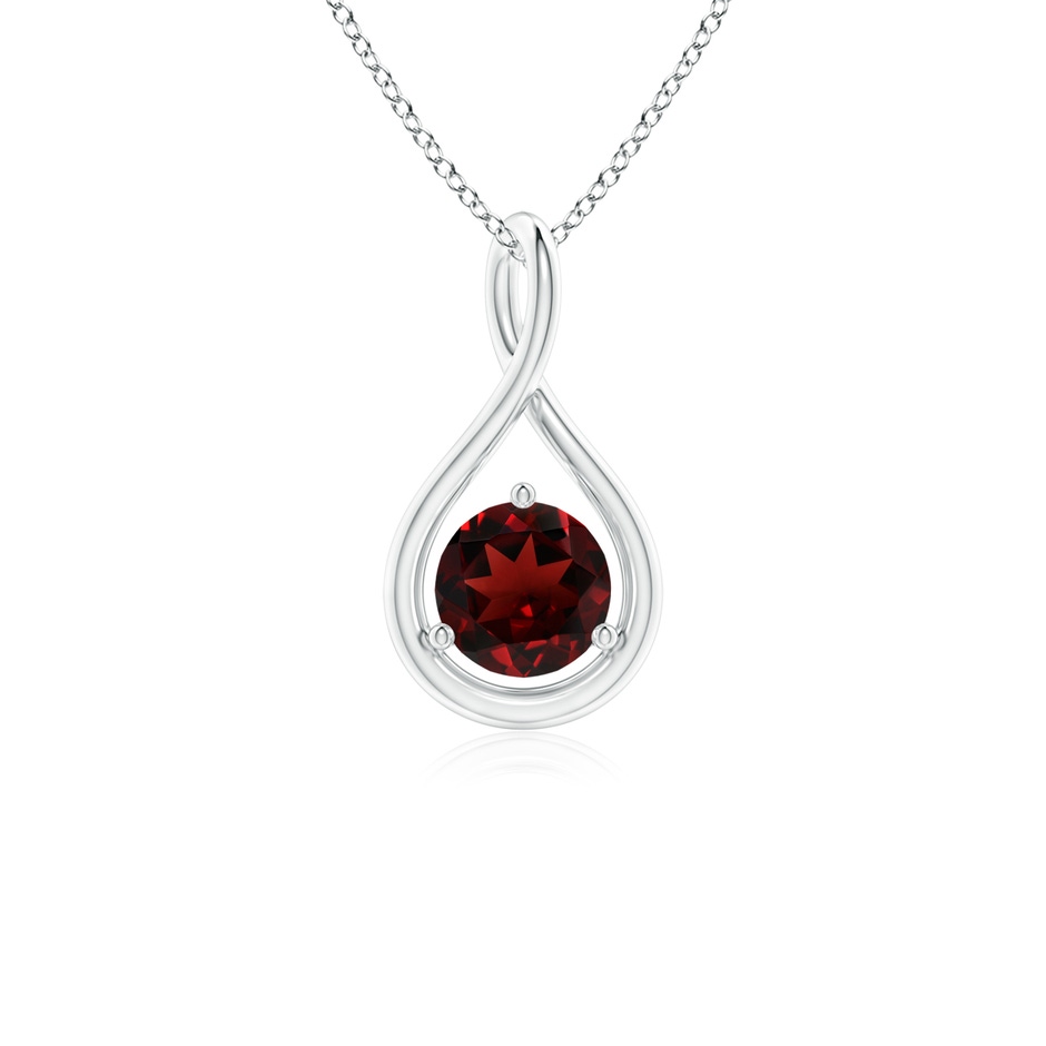 5mm AAA Solitaire Round Garnet Infinity Twist Pendant in S999 Silver 