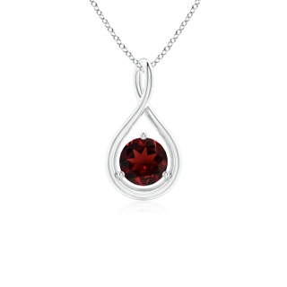 5mm AAA Solitaire Round Garnet Infinity Twist Pendant in White Gold
