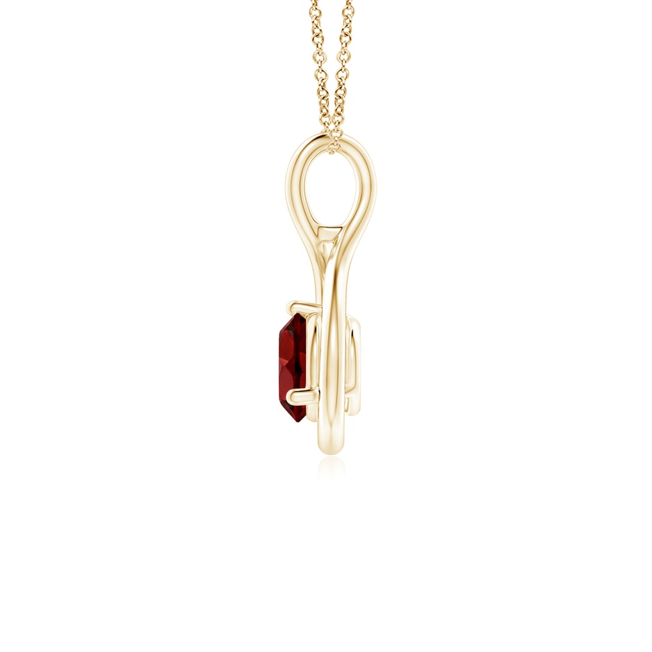 5mm AAAA Solitaire Round Garnet Infinity Twist Pendant in Yellow Gold side 1