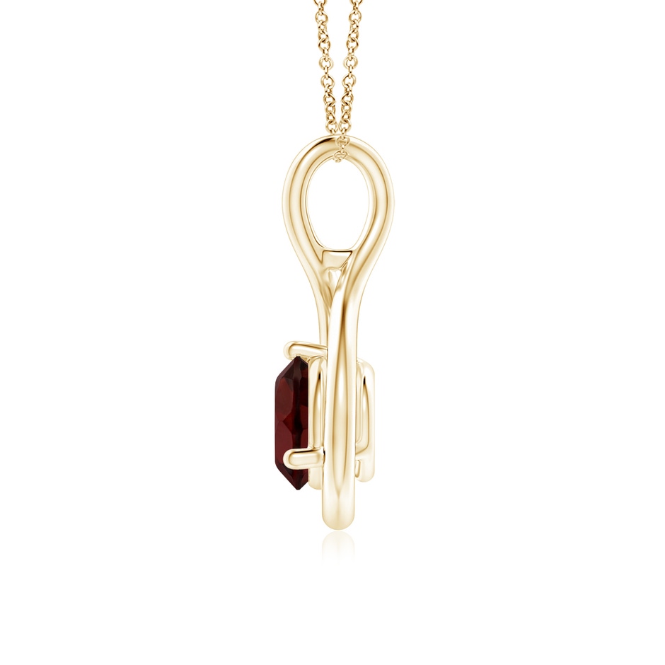 6mm AA Solitaire Round Garnet Infinity Twist Pendant in Yellow Gold side 1