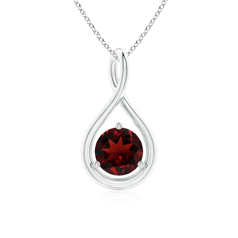 6mm AAA Solitaire Round Garnet Infinity Twist Pendant in P950 Platinum 