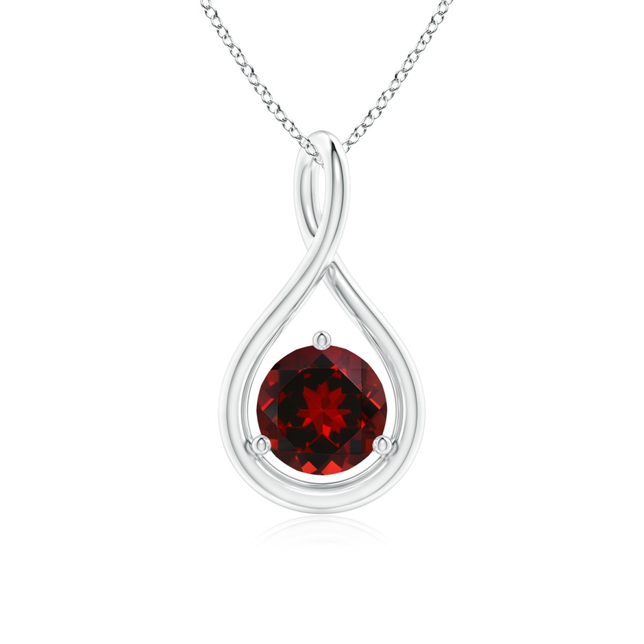 6mm AAAA Solitaire Round Garnet Infinity Twist Pendant in P950 Platinum 