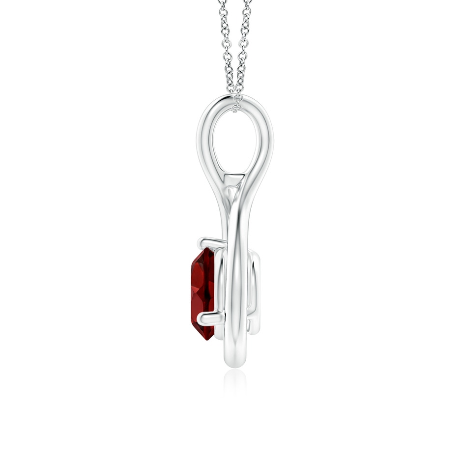 6mm AAAA Solitaire Round Garnet Infinity Twist Pendant in P950 Platinum side 1