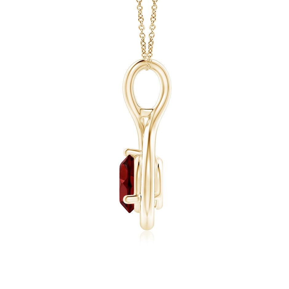 6mm AAAA Solitaire Round Garnet Infinity Twist Pendant in Yellow Gold side 1
