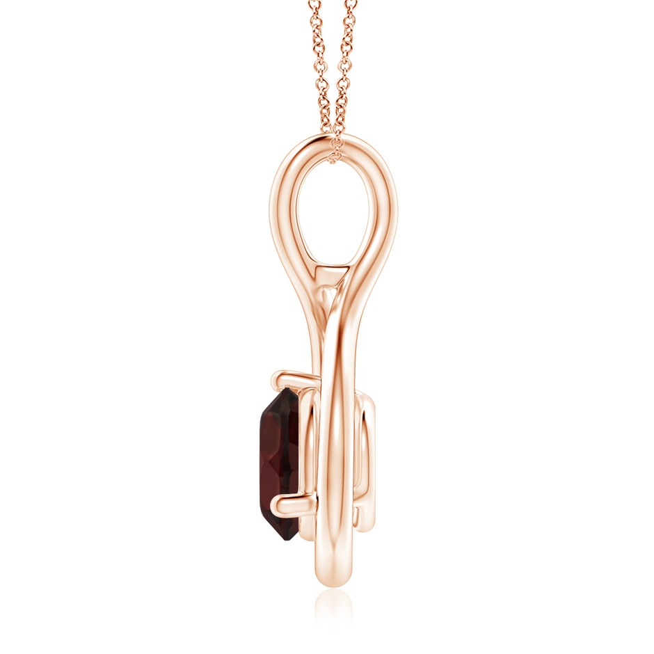 7mm A Solitaire Round Garnet Infinity Twist Pendant in Rose Gold side 1