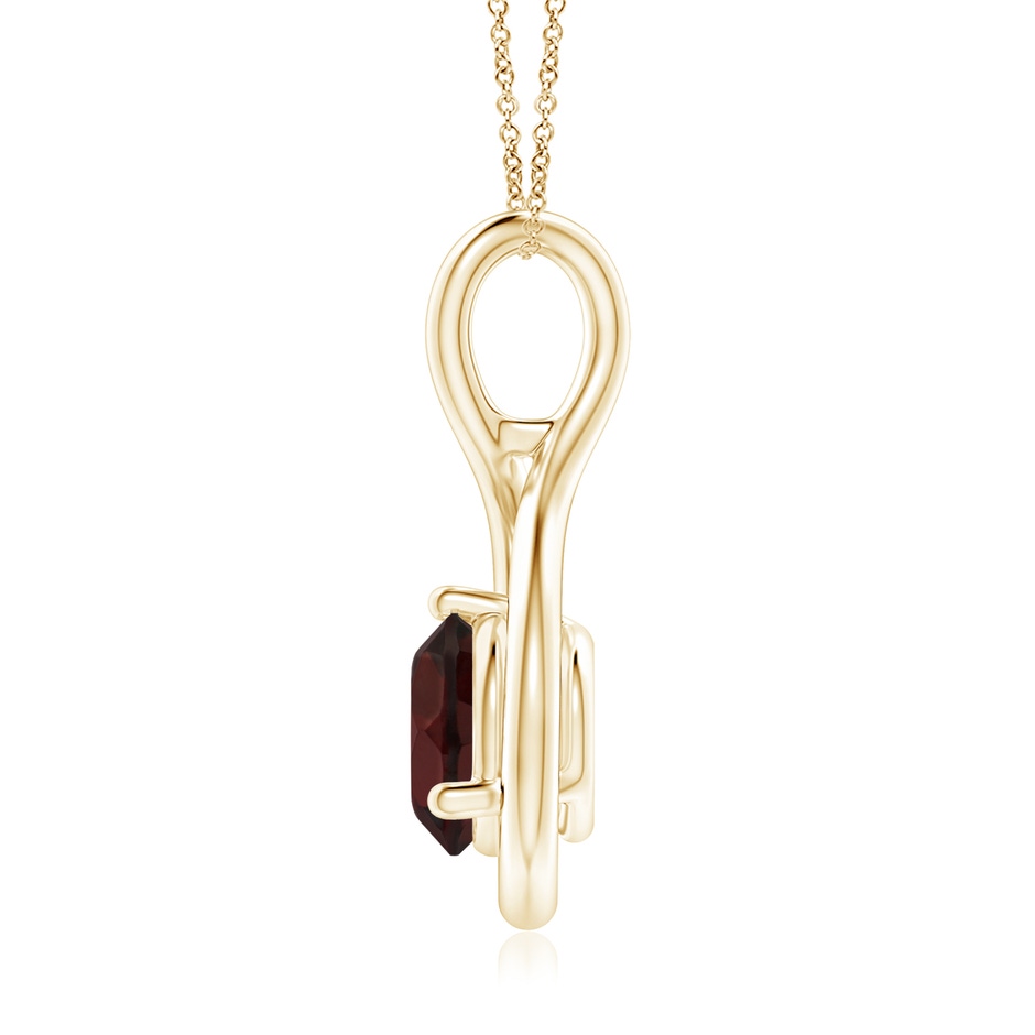 7mm A Solitaire Round Garnet Infinity Twist Pendant in Yellow Gold side 1