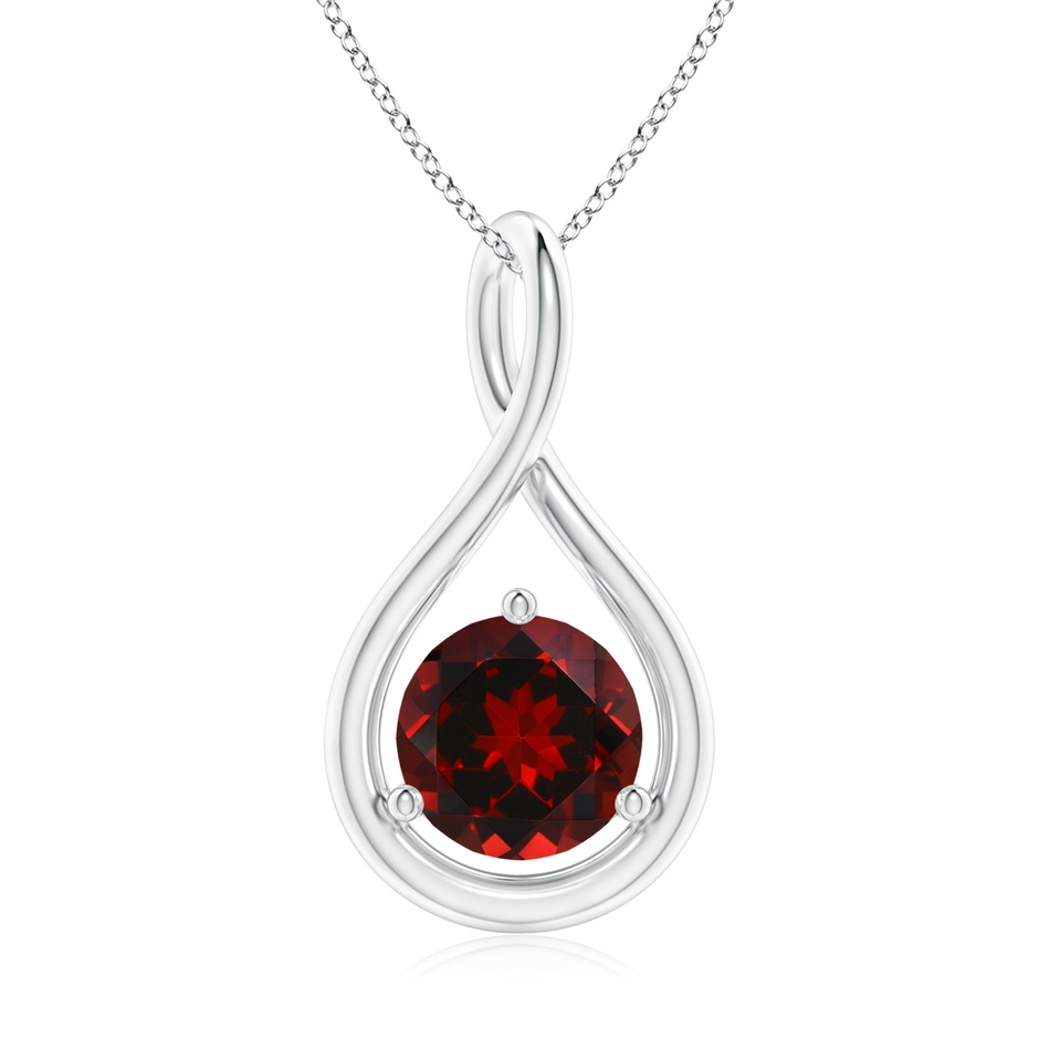 7mm AAAA Solitaire Round Garnet Infinity Twist Pendant in P950 Platinum 