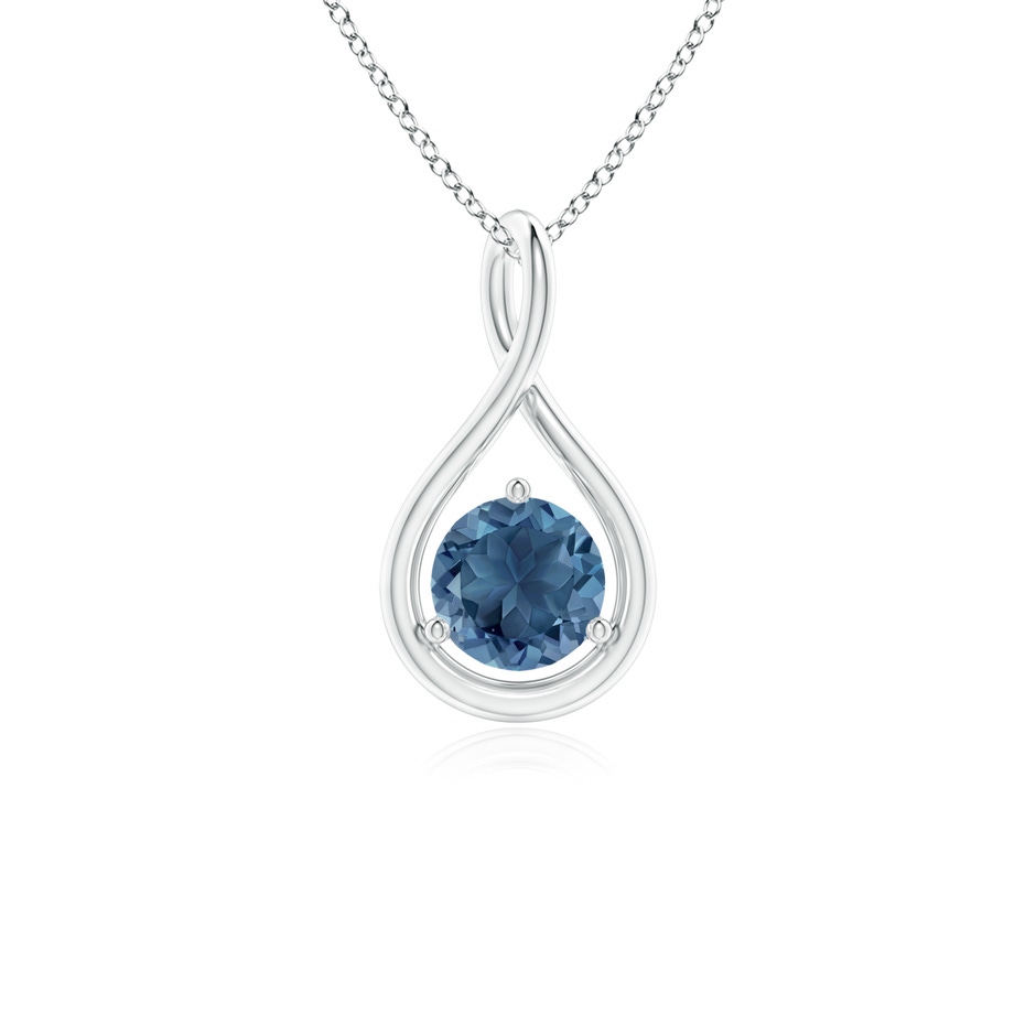 5mm A Solitaire Round London Blue Topaz Infinity Twist Pendant in P950 Platinum 