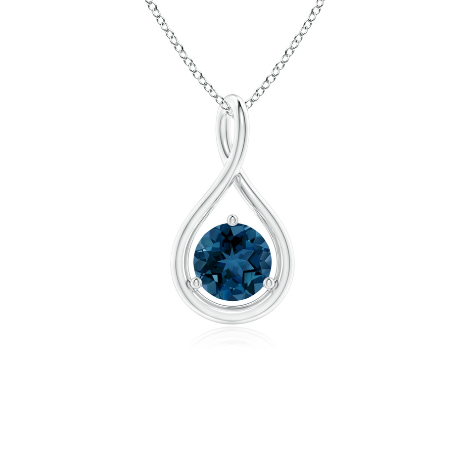 5mm AAA Solitaire Round London Blue Topaz Infinity Twist Pendant in P950 Platinum 