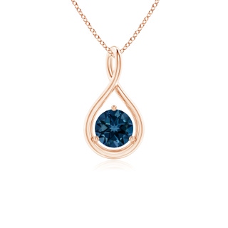 5mm AAAA Solitaire Round London Blue Topaz Infinity Twist Pendant in 9K Rose Gold