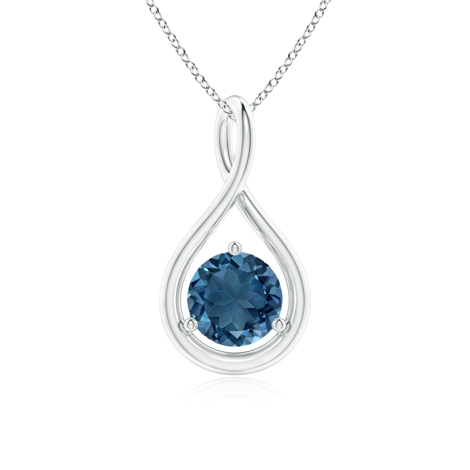 6mm AA Solitaire Round London Blue Topaz Infinity Twist Pendant in P950 Platinum 