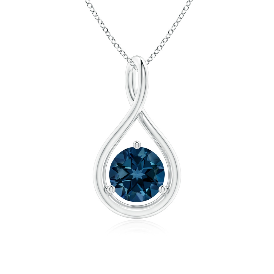 6mm AAAA Solitaire Round London Blue Topaz Infinity Twist Pendant in P950 Platinum 
