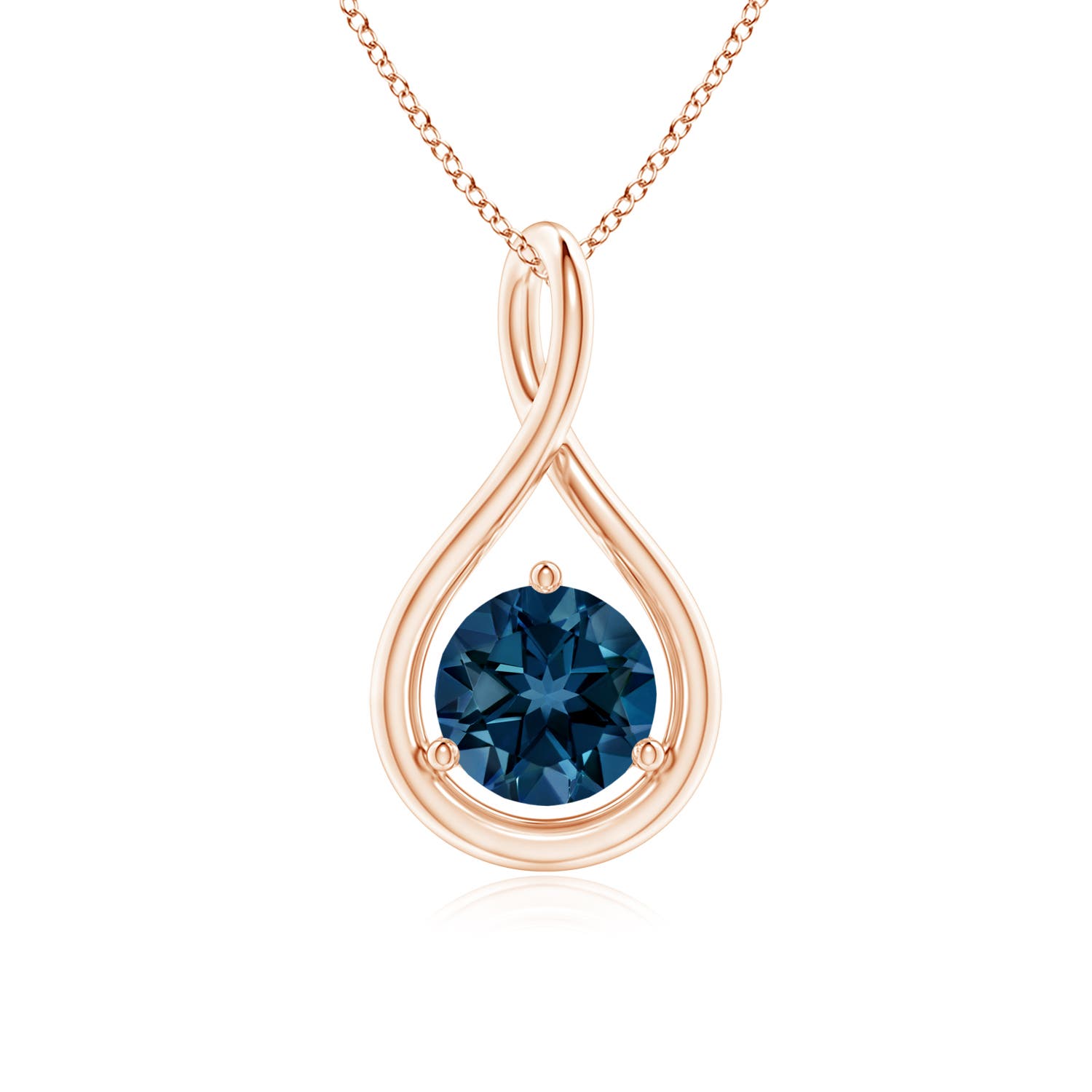 ANGARA 0.95 Ct Solitaire London Blue Topaz Infinity Twist Pendant in 14K Gold