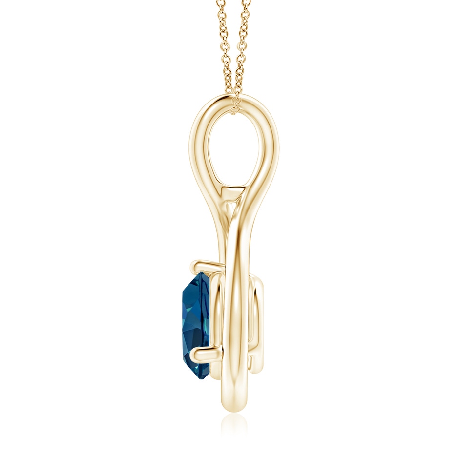 7mm AAA Solitaire Round London Blue Topaz Infinity Twist Pendant in Yellow Gold side 1