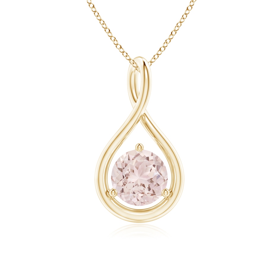 6mm A Solitaire Round Morganite Infinity Twist Pendant in Yellow Gold 