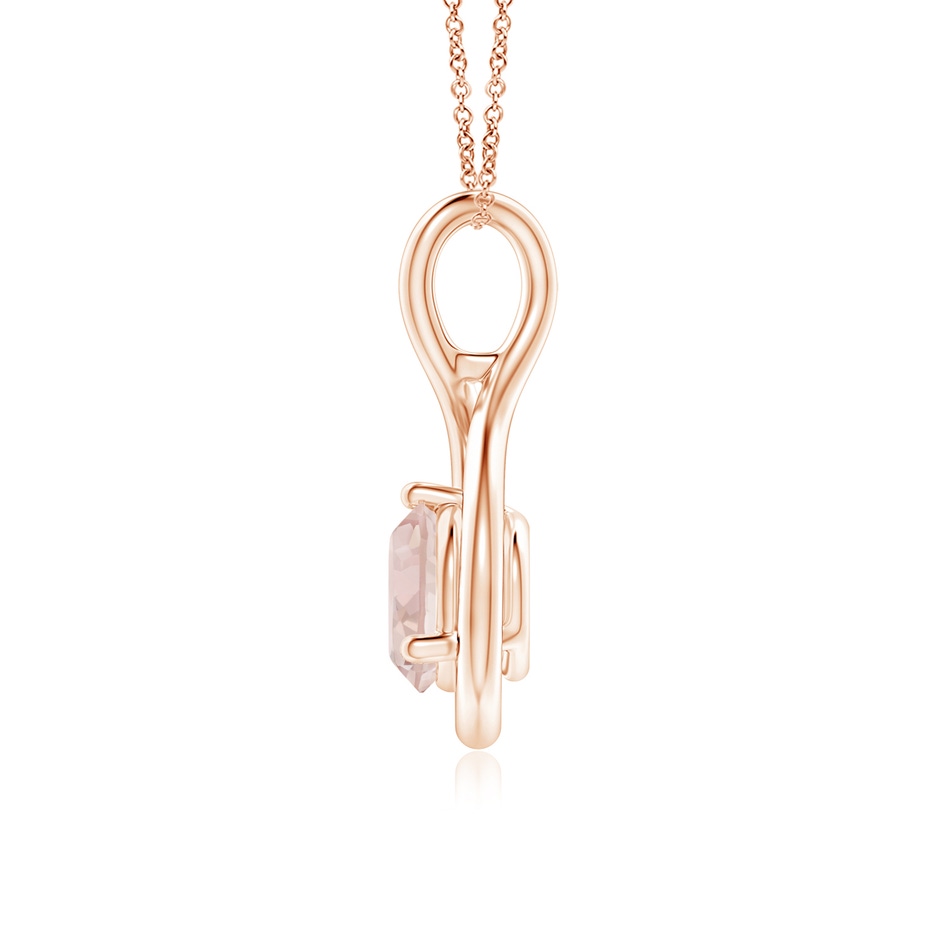 6mm AA Solitaire Round Morganite Infinity Twist Pendant in Rose Gold side 1