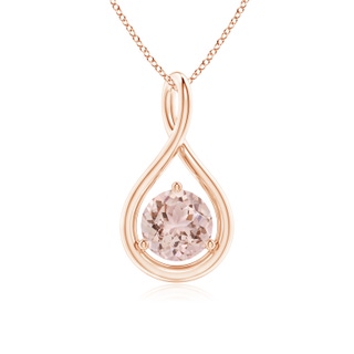 6mm AAA Solitaire Round Morganite Infinity Twist Pendant in Rose Gold