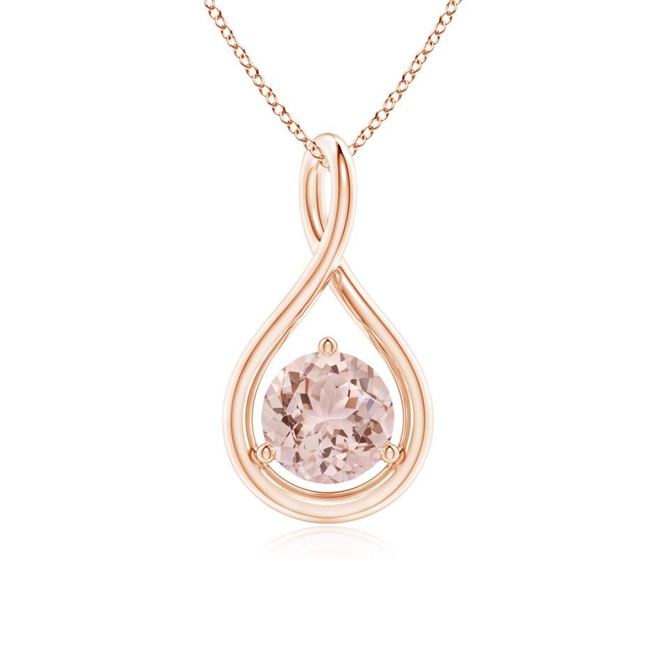 6mm AAA Solitaire Round Morganite Infinity Twist Pendant in Rose Gold 