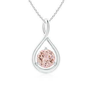 6mm AAA Solitaire Round Morganite Infinity Twist Pendant in S999 Silver