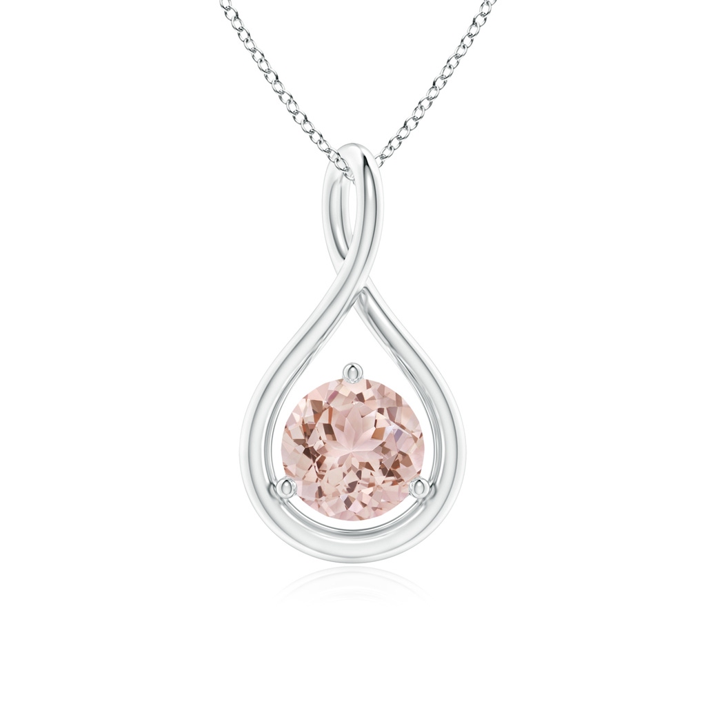 6mm AAA Solitaire Round Morganite Infinity Twist Pendant in White Gold