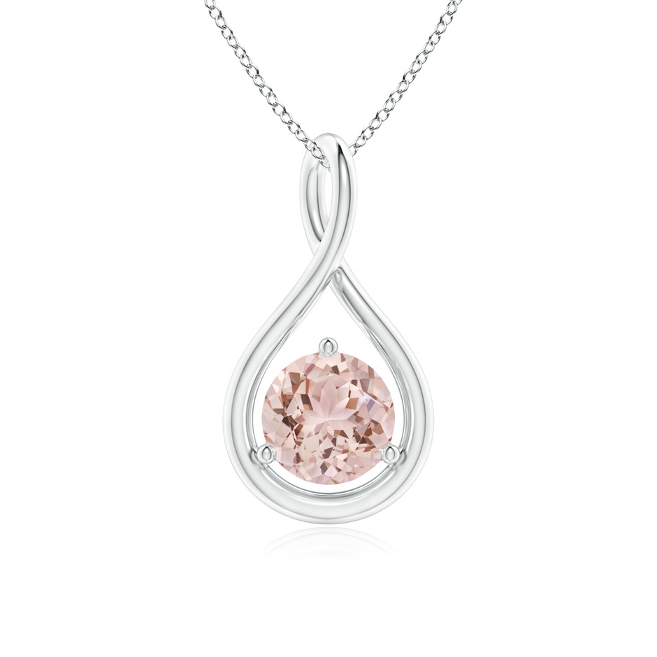 6mm AAA Solitaire Round Morganite Infinity Twist Pendant in White Gold 