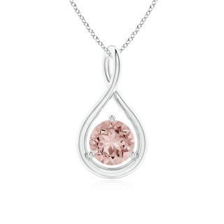 6mm AAAA Solitaire Round Morganite Infinity Twist Pendant in P950 Platinum