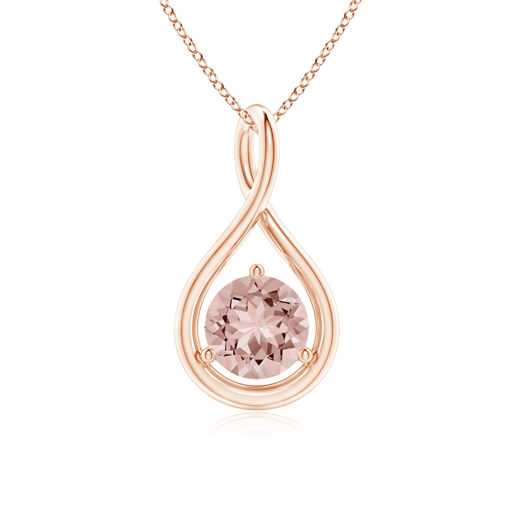 6mm AAAA Solitaire Round Morganite Infinity Twist Pendant in Rose Gold