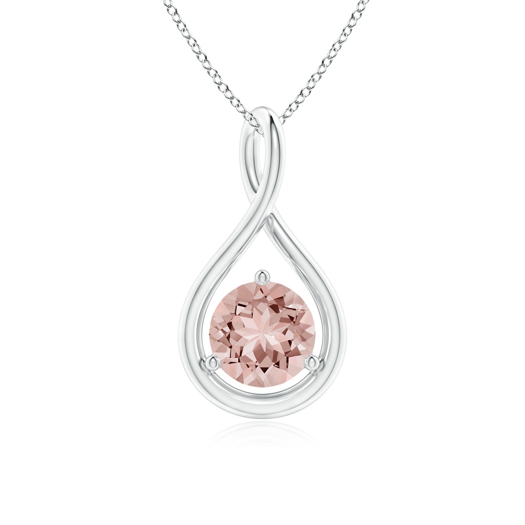 6mm AAAA Solitaire Round Morganite Infinity Twist Pendant in S999 Silver